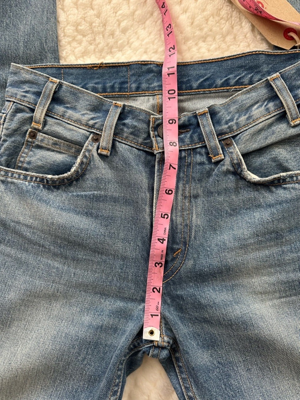 Levi's 505 Orange Tab Mid rise VTG Light Wash Straight Jeans - Picture 6 of 16